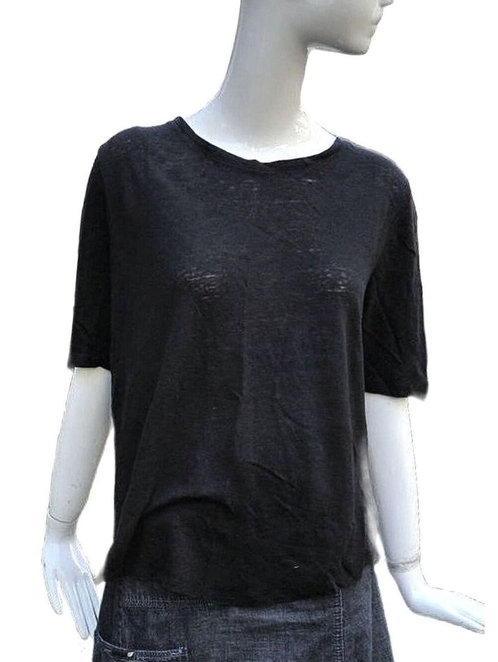 Who What Wear Black Boxy Linen Short Sleeve Top XL  Classic Capsule Casual Chic
